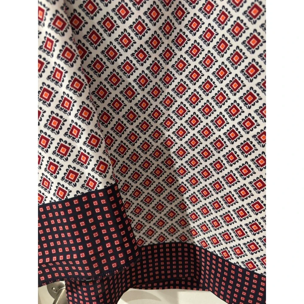 J.Crew Red White Pattern Long Sleeve‎ Blouse Top Small - Picture 2 of 4